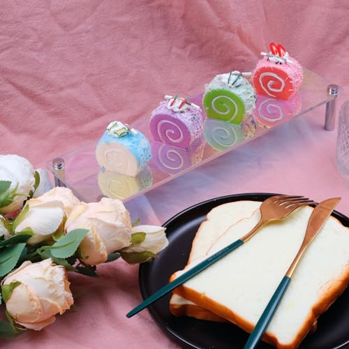 MY MIRONEY 2PCS Acrylic Display Stands Clear Display Shelf Cupcake Display Riser Makeup Holder for Decoration and Organizer(11.81" x 3.54" x 1.97") - size: 11.81" x 3.54" x 1.97"