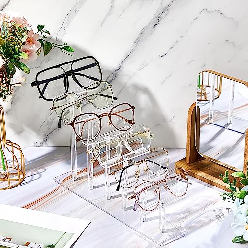 Sintuff 4 Pcs 6 Tier Acrylic Sunglasses Rack, Eyeglasses Stand, Sunglass Holder, Glasses Clear Eyewear Organizer Holder Display Risers for 6 Glasses Frame Shop Home Storage - color: Clear, style: 6 Tier