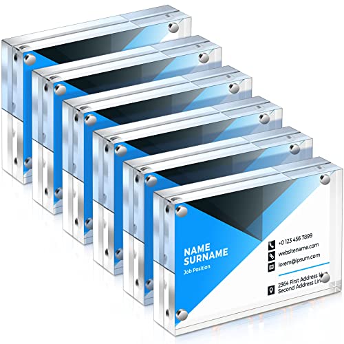 Xuhal Acrylic Business Card Frame 2.5 x 3.5 inch Clear Double Sided Magnetic Photo Block Frames, 20mm Thickness Frameless Wallet Size Picture Frames Stamp Display Stand for Home Office Decor(30 Pcs)
