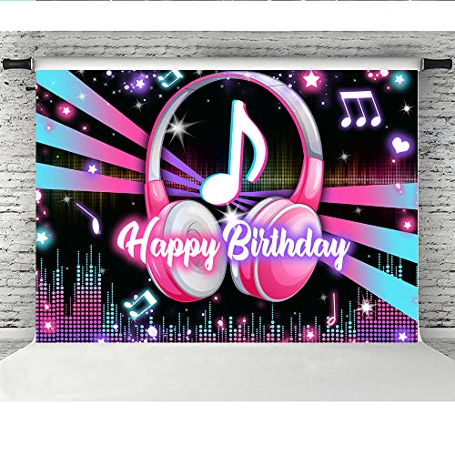 Lofaris Lofaris Popular Musical Theme Birthday Party Backdrop Music Happy Birthday Background Kids Adults Large Birthday Musical DJ Short Video Party Cake Table Supplies 7x5ft - size: 7x5ft