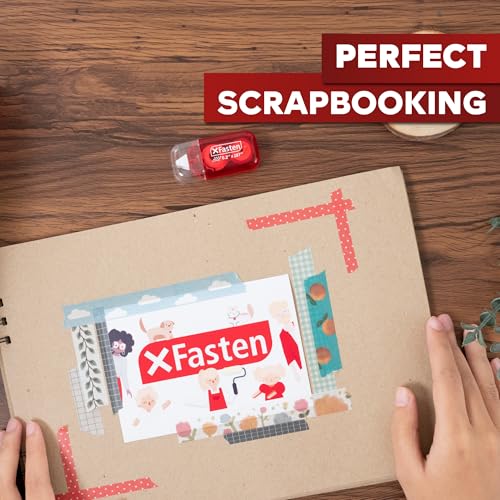 Mini Japan Dots Adhesive Roller .20-Inx197-In (985” Total) 8-Pack, Red Scrapbook Adhesive Tape Glue Roller Runner, Photo Tape for Scrapbooking-XFasten - color: Red Shell, Clear Tape, size: 8-Pack Japan Dots (131 Feet Total)