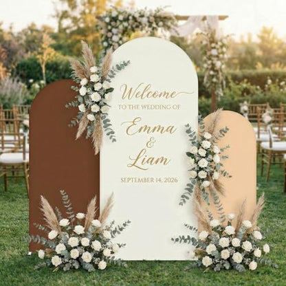 SmoothNovelty Set of 3 Wedding Arch Cover 4ft/5ft /6ft Spandex Fitted Wedding Arch Stand Covers 2 Sided Round Top Backdrop for Birthday Party Baby Shower Ceremony Banquet(Beige, Brown, White) - color: Beige, Brown, White