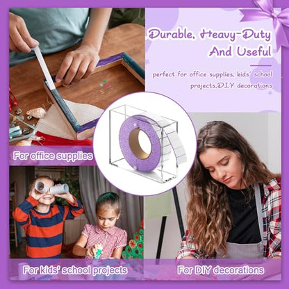 Double Sided Foam Tape Pre Cut 3/4 X 1/2 Inch EVA Foam Adhesive Squares Roll with Acrylic Storage Box 3D Foam Squares for Crafts Arts Sewing DIY Office Supplies (Tape+Box, Purple) - color: Purple, style: Tape+Box