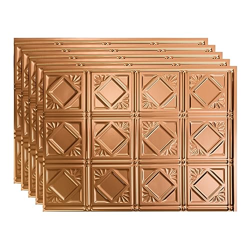 FASÄDE Traditional Style/Pattern 4 Decorative Vinyl 18in x 24in Backsplash Panel in Polished Copper (5 Pack) - color: Polished Copper, size: 5 Pack
