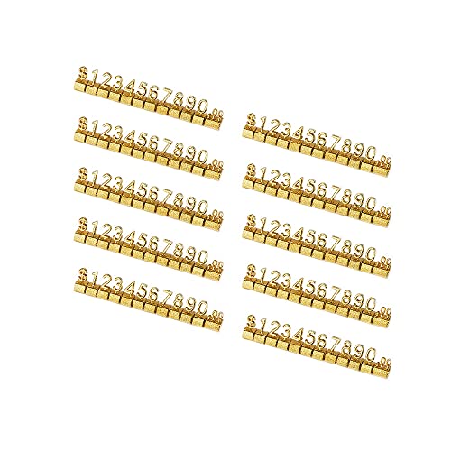 10 Sets Price Display Cubes Blocks Numbers Glod Metal Price Tag for Jewelry Price Display Counter Stand Adjustable Assembly Mini Dollar Price Display Signs for Retail Shop (Golden) - color: Golden