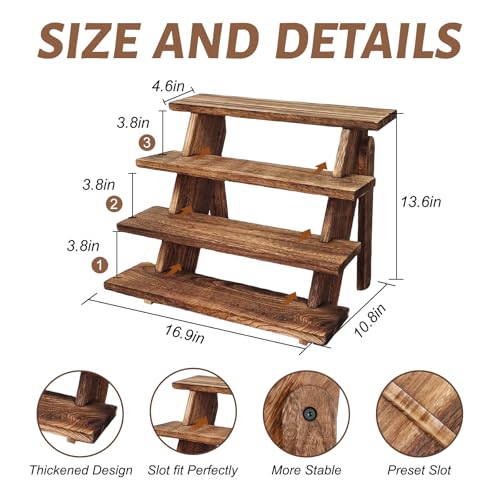 Wooden Cupcake Stand - 4 Tier Cupcake Display Stand, Rustic Tiered Display Stand, Tool Free Installation Cupcake Stand for Baby Shower Decorations Birthday Party Supplies
