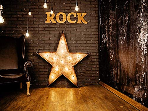 AOFOTO 12x10ft Rock Music Bar Backdrop Grunge Vintage Saloon Interior Decoration Photography Background Rock Star Band Punk Pop Fashion Music Night Show Karaoke Party Decorations Photo Booth Props - size: 12x10ft