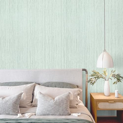 VEELIKE Light Green Grasscloth Wallpaper Textured Grass Cloth Peel and Stick Wallpaper 15.7''x118'' Grasscloth Contact Paper Self Adhesive Removable Green Linen Vinyl for Bedroom Bathroom Wall Cabinet - color: Light Green, size: 15.7" x 118"