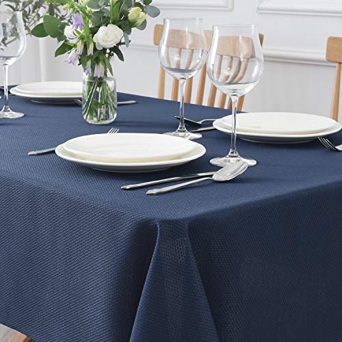 maxmill Jacquard Square Tablecloth Stain Resistant Spillproof Wrinkle Free Washable Soft Table Cloth, Decorative Fabric Table Cover for Dining Room, Indoor and Outdoor Use, 52 x 52 Inch, Navy Blue - color: Nova Navy Blue, size: 52" x 52" (Square)