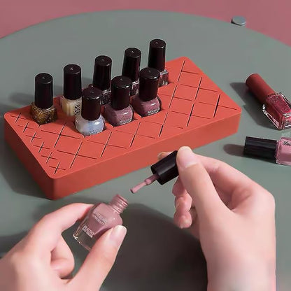 Silicone Lipstick Organizer 18+6 Slots, Lipstick Holder Stand Square Nail Polish Rack for Brush Lip Eye Stick Nail Polish Brushes Eyebrow, Wine Red - color: Wine Red