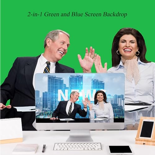 5x6.6ft/1.5×2m Chromakey Backdrop, 2-in-1 Green Screen and Blue Screen, Collapsible Pop Up Reversible Background for Photography Studio, Live Streaming, Video Shooting, YouTube(Green/Blue) - color: Green/Blue, size: 5x6.6ft