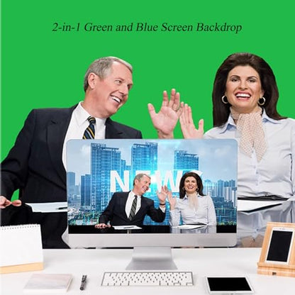 5x6.6ft/1.5×2m Chromakey Backdrop, 2-in-1 Green Screen and Blue Screen, Collapsible Pop Up Reversible Background for Photography Studio, Live Streaming, Video Shooting, YouTube(Green/Blue) - color: Green/Blue, size: 5x6.6ft