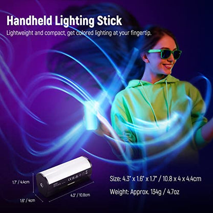 NEEWER Basic Magnetic Handheld Light Wand with Desk Tripod, 360° Full RGB Mini LED Video Tube Light Stick, 2500mAh Battery 2500-8500K Dimmable Lighting for Studio Camera Photography Recording, TL96RGB
