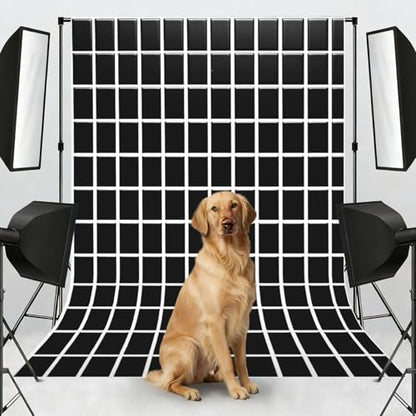 Black and White Grid Backdrop Background for Photography 5x7ft Photobooth Professional Photo Backdrop Curtains Video Photography Studio Photo Backgrounds Banner Booth Background Screen Parties - color: Black And White Grid