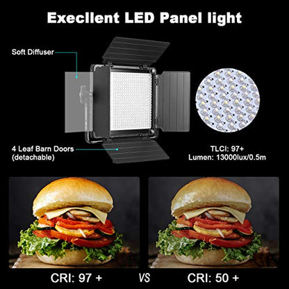 GVM 480 LED Video Light with Tripod, Dimmable 2300K-6800K LED Video Lighting with APP Control, SLED Photography Continuous Light for Studio Light for Studio YouTube Video Studio Set, Video Lamp - size: 1 Pack With Tripod