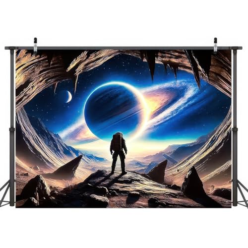 BlissYard 8x6ft Background Outer Space Background Photo Prop Universe Outer Space Theme Party Decorations Galaxy Astronaut Kids Party Decoration Boy Banner Outdoor Backgrop Photography Props - color: Outer Space Background#1