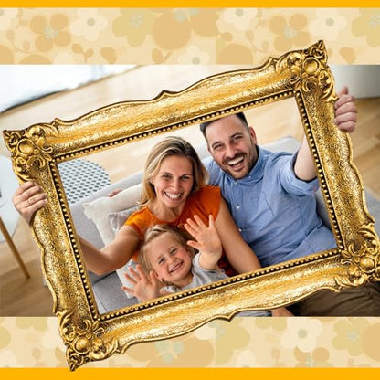 Beeveer Upgraded 32 x 24 Inch Large Photo Booth Props Picture Frame Vintage Photo Frame Friends Selfie Props for Wedding Mexico Birthday Bachelorette Party Supplies(Gold Style) - style: Gold Style