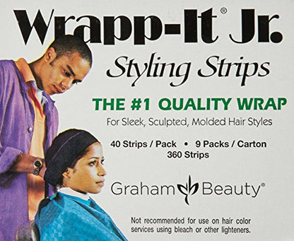 Graham Professional Beauty Wrapp-It Jr Styling Strips, Black - color: Black, size: 40 Count (Pack of 9)