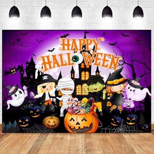 7x5ft Halloween Backdrops for Photography Spooky Night Horror Halloween Party Back Drop Background Costume Fall Haunted House Decorations Photo Props