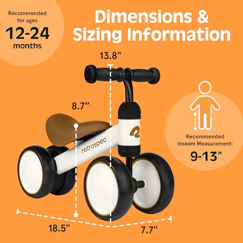 Retrospec Cricket Baby Balance Bike, 4-Wheel Ride-On Toy for Ages 12-24 Months – First Bike & Toddler Bike for 1 Year Old Boys & Girls, First Birthday Gift - color: Matcha Bloom