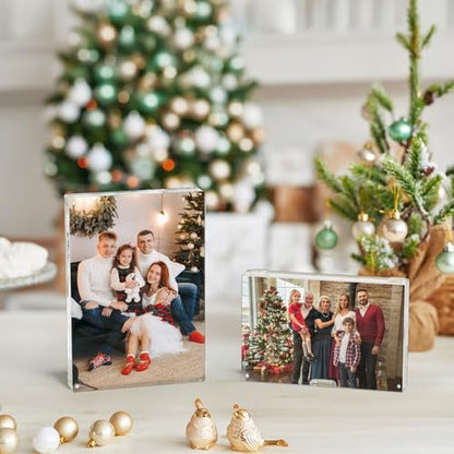 AITEE 5x7 Acrylic Picture Frames 3 Pack 20% Thicker Block, Clear Picture Frames Freestanding Double Sided Magnetic Acrylic Lucite Frameless Transparent Square Photo Frame Gift for Wall and Desktop Display - size: 5X7