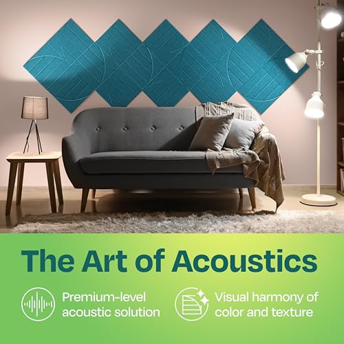 Acoustic Panels 12-Pack Soundproof Wall Panels 12"x12"x0.4" Decorative Sound Dampening for Your Home, Office, Studio, Bedroom & More with Unique ModuArc Carving [Light Turquoise] - color: Light Turquoise, size: ModuArc 12 Pack