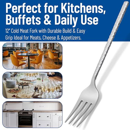 Carlisle FoodService Products 60202 Hammered Stainless Steel Cold Meat Fork, 12