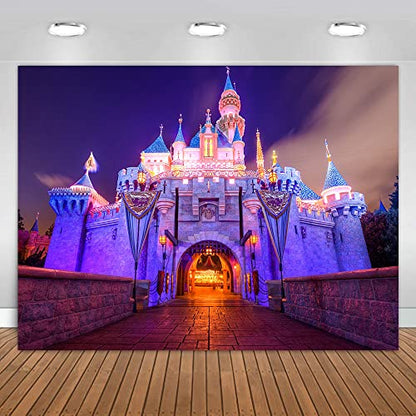 8x6Ft Fantasy Castle Night Scene Backdrop for Children Birthday Party Photo Video Studio Props LSME1598 - size: 8x6Ft