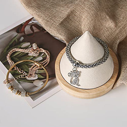 Pangkeep Bamboo Cone Bracelet Display Stand for Show Selling (Beige) - color: Beige