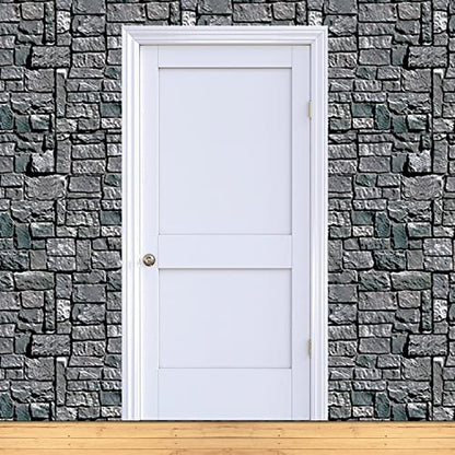 Beistle Stone Wall Backdrop 3-Count – Extra Large 4' x 30' Plastic Medieval Wall Decorations for Halloween Parties, Castle-Themed Events, Haunted Houses, Fantasy Photo Backgrounds - style: Stone Wall - 3 Piece