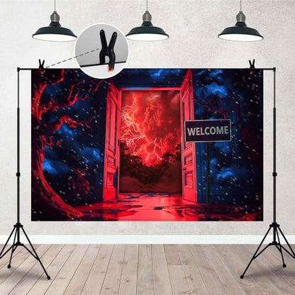 Forest Red Sky Backdrop Indoor Door Backdrop Birthday Party Studio Prop Photo Background Photography Props TAYBDJ1851 - size: Customsize
