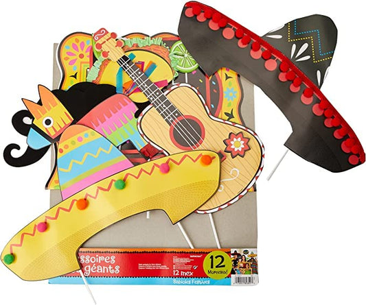 Amscan Fiesta Deluxe Jumbo Photo Props, 12 Pcs