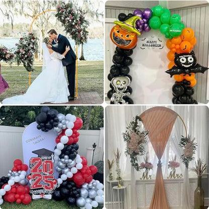 Vincidern 7.2 ft Balloon Arch Backdrop Stand Gold, Wedding Arch for Birthday Party, Bridal Baby Showers, Wedding Ceremony Arch Frame Metal - size: 7.2FT