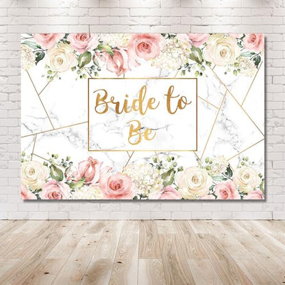 MEHOFOND Bride to Be Marble Backdrop Bridal Shower Miss to Mrs Wedding Party Supplies White Blush Pink Floral Photobooth Girls Bachelorette Engagement Photography Background Banner 8x6ft - size: 8x6ft