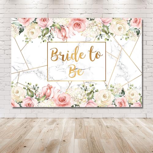 MEHOFOND Bride to Be Marble Backdrop Bridal Shower Miss to Mrs Wedding Party Supplies White Blush Pink Floral Photobooth Girls Bachelorette Engagement Photography Background Banner 10x7ft - size: 10x7ft