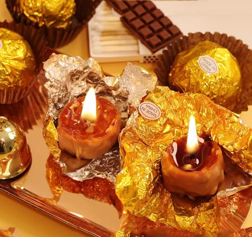 Chocolate Ball Shaped Scented Candle, 120G 4PACK Handmade Smokeless Luxury Chocolate Sphere Soy Wax Decorative Candle for Table Photo Prop,Prefect for Home Decor,Wedding Centerpiece & Luxury Gifting