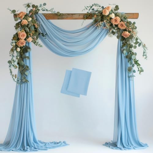 Wokceer Wedding Arch Draping 2 Panels 28.7" x 20FT Baby Blue Sheer Fabric Backdrop for Ceremony, Birthday Party, Bridal Shower Decoration - color: Baby Blue, size: 2 Panels