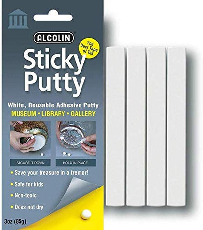 9oz Alcolin Sticky Putty Reusable Museum & Gallery Quality Adhesive Putty, Repositionable -Won't Dry -3 x 3oz Pack - size: 3 Pack
