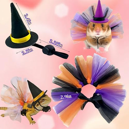 Reptile Witch Costume for Lizard & Chameleon - Adjustable Hat & Tutu Skirt, Festive Reptile Cosplay Outfit for Photo Props Halloween Christmas-Black Hat - color: Witch-Black Hat