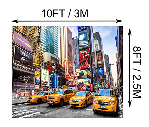 Fabric 10x8ft New York City Time Square Backdrop Broadway Street Taxi Photography Background City Cityscape Skyscraper NYC Themed Party Birthday Adult Portrait Studio Banner Booth Props - size: 10x8ft