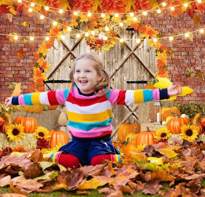 Fall Thanksgiving Backdrops for Photography Pumpkin Barn Door Fall Photo Backdrop LFEEY 10x8ft Maple Autumn Harvest Theme Background Autumn Farm Harvest Event Party Decorations Banner Photo Props