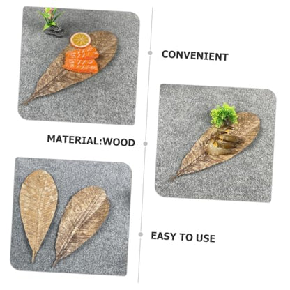 COLLBATH Dried Leaf Sushi Tray Decor 20Pcs Seafood Display Serving Plate Unique Sashimi Background Leaf Embellishments for Food Photography for Restaurants and BBQ