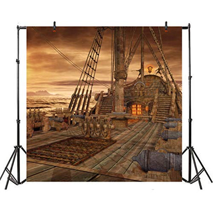 Yeele 7x7ft Vintage Sailboat Backdrop for Photography Nautical Battleship Old Wooden Deck Background Pirate Ship Kids Boy Adult Photo Booth Shoot Studio Props