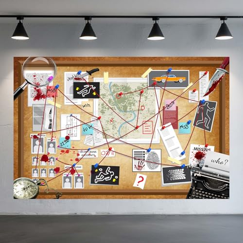 10X8FT Crime Scene Decorations Backdrop Murder Mystery Party Photo Backdrop Detective Photography Background Spy Kids Party Decorations Background Board Banner Photo Booth Prop Wall Decor - size: 10X8FT
