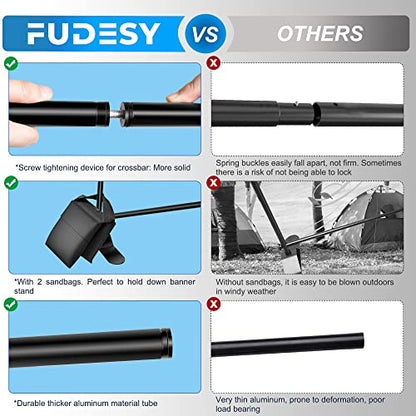 FUDESY Backdrop Banner Stand, 10x8ft Heavy Duty Display Frame, Adjustable Metal Telescopic Tube, Step and Repeat Background Stand Kit for Trade Show, Photography Photo Booth, Party, with Sandbags