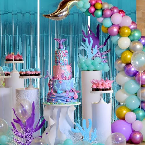 Valentines Day 3 Pack 3.3 * 8.3 ft Foil Curtain Metallic Tinsel Fringe Curtains Photo Booth Props Backdrop for Birthday Wedding Engagement Baby Shower Christmas Holiday Celebration Partyl,Light Blue - color: Light Blue, size: 3 Pack