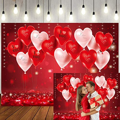 10x8ft Valentine's Day Photo Background red Love Backdrop Mother's Day Background Anniversary Party Girl Birthday Decor Supplies Vinyl 126…… - size: 10x8ft