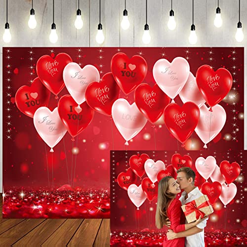 10x8ft Valentine's Day Photo Background red Love Backdrop Mother's Day Background Anniversary Party Girl Birthday Decor Supplies Vinyl 126…… - size: 10x8ft