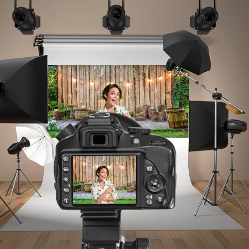 Wooden Wall Backdrop for Wedding Ceremony 20x10ft Rustic Planks Log Green Grassland Engagement Photography Background Holiday Party Activity Event Festival Decorations Photo Booth Studio - size: 20x10ft