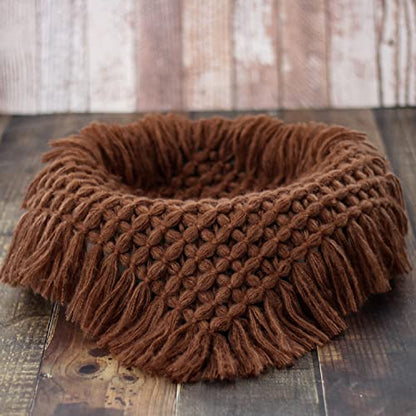 Coberllus Newborn Baby Photography Props Blanket Handmade Knitted Twist Wrap Posing Aid Backdrops for Boy Girls Photography Shoot - color: Chocolate